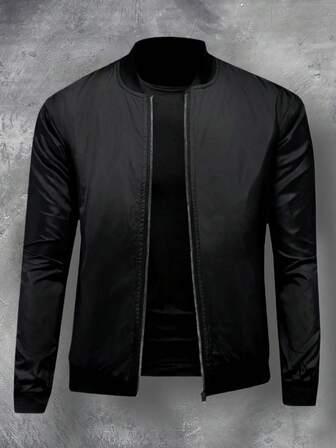 Chaqueta de béisbol informal con cuello alto para exteriores, cortavientos con cremallera, apropiada para el Día del Padre