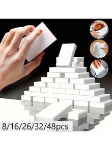 16/26pcs Magic Cleaning Sponge, Foam Cleaning Pad, Multi-Purpose Household Cleaning Sponge, Dishwashing Sponge, Suitable For Furniture, Bathroom, Bathtub, Sink, Floor, Wall Cleaning, Cleaning Supplies, Home Goods, Suitable For School, Kitchen, Bathroom, Home Use - White - View 2