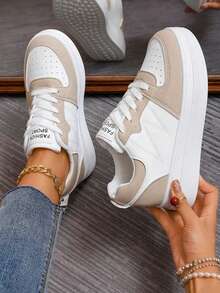 运动圆头高帮滑板鞋，户外运动跑步鞋，女式坡跟厚底运动鞋