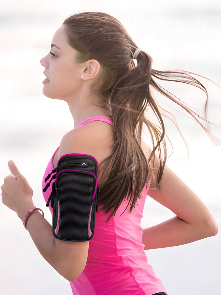 1 Running Phone Arm Bag, Convenient Marathon Waterproof Phone Arm Bag, Outdoor Sports Hiking & Running Arm Band Bag (Can Hold Phones, Supports Headphone Connection, Very Convenient, Super Convenient, Keeps Warm Throughout Winter). It Symbolizes The Protection Of Phones During Outdoor Sports