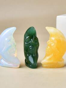 Exquisite Natural Crystal Carving Moon Skull Unique Design, Healing Crystal, Stones Containing Energy, Energy Healing Meditation Stone, Perfect For Home Decor & Gift Giving, For Pocket Decoration, For Holiday Gift, From The Brand CUPIDCRYSTAL