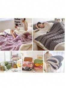 Edredón De Invierno, Aborregado por atras,  Edredón de Cachemira, Otoño E Invierno Edredón De Felpa Gruesa Cálida Edredón Reversible C,150x200cm - Café integral - Ver 2