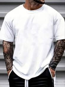 Street Life Camiseta de manga corta casual de verano para hombres con estampado de lema "Fried Snow" - Blanco - Ver 2