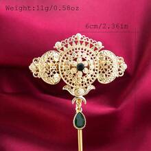 1 pezzo Elegante spilla mediorientale araba per hijab e scialli, gioiello tradizionale da sposa, pendente a goccia d'acqua con motivo floreale arabo traforato