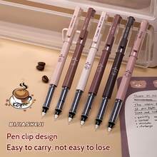 3 支/6 支/8 支咖啡主题液体速干墨水凝胶笔，不晕染软触笔，适用于笔记绘图学校办公用品 - 彩色 - 查看 5