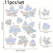 11pcs/Set Rainbow Maple Leaf Window Stickers - Rainbow Prism Stickers, Non-Adhesive Autumn Sun Catchers, For Bird Strike Prevention, Vibrant PVC Sheets With Glossy Surface, Easy To Install, Window Decals | Vivid Leaf Design | Prism Effect, Colorful Window Decor, Holiday Atmosphere, Colorful Rainbow Prism Static Cling Glass Stickers, Colorful Bird Collision Prevention Catch Light Window Stickers, Self-Adhesive Decorative Stickers, Atmosphere Arrangement Window Decor Stickers, Matte Surface, Easy To Apply And Remove, Double-Sided Visible, Suitable For Home Decor - Multicolor - View 12