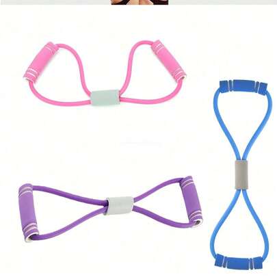 2件套紫色和蓝色阻力带，1根升级版TPE/泡沫手柄阻力带，长度38厘米/14.96英寸，适用于瑜伽、健身、拉伸、力量训练，是冬季、返校、生日、复活节、减肥的理想礼物。