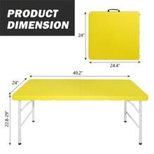 Portable Plastic Folding Table 4ft/6ft Heavy Duty White Black Picnic Dining Table Fold-In-Half For Camp Party Kitchen Indoor Outdoor Yellow - Yellow - View 4