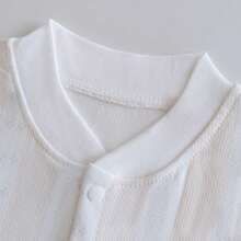 新生儿条纹简约英文字母刺绣前扣连体衣，婴儿长袖连体衣 - 杏色 - 查看 5