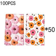 Set de prosoape de bucătărie cu imprimeu floral și dovleac de toamnă pentru Ziua Recunoștinței, 2 buc/100 buc, potrivit pentru restaurant, bucătărie, decorare interioară baie, decorare petrecere, cadou de sărbători, poate fi oferit ca și cadou de Ziua Recunoștinței