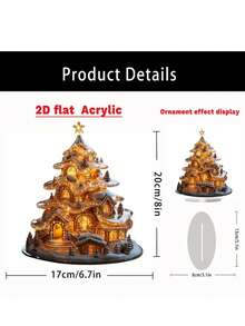 2 Decorazioni natalizie piatte in acrilico 2D a forma di albero di biscotti con supporto - eleganti per il soggiorno, l'ufficio e la tavola delle feste - include base