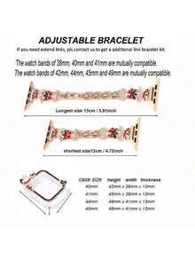 1pc Christmas Watch Band/Case Suitable For Apple Watch SE/8/7/6/5/4 Series 40/41mm And 44/45mm, Unique Hollow-Out Design With PC Hard Shell Material + Colorful Rhinestone Metal Frame - Direct Touch Screen With No Delay, Lightweight And Durable, Metal Band With Adjustable Folding Clasp, Great Gift - Watch Accessories (Not A Set, Watch Case And Band Sold Separately)