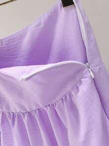 Women's Solid Color Loose Wide Leg Patchwork Design Casual Elegant Pants, Suitable For Spring, Summer, Autumn, Winter, Fashion, Versatile, Suitable For Vacation, Travel, Music Festival, Date, Commute - Purple - View 5