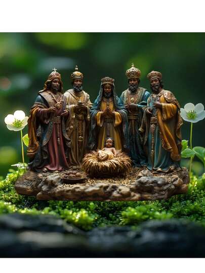 1 buc. Acrilică 2D plată scenă Nașterii Domnului Africană pentru grădină - Artă boemă pentru exterior, perfectă pentru jardiniere și decor de terasă, cadou ideal pentru iubitorii de plante, Crăciun, Paște, decorațiuni de primăvară, stil clasic, nu necesită alimentare