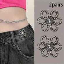 2/3/4/5/6/10 对裤腰收紧器，可调节腰带扣套装，用于牛仔裤的额外纽扣，用于裤子、牛仔裤、袖子的纽扣调节器（银色）可调节金属纽扣别针，用于牛仔裤和服装，时尚女孩的配饰