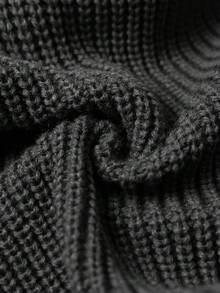 大码休闲圆领蝴蝶结撞色针织套头毛衣 - 黑色 - 查看 6