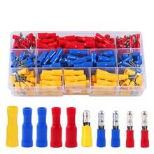 160 piezas Kit de conectores de bala 22-10AWG con núcleo de latón aislado en PVC, conectores macho y hembra de bala, para conexión de cables de equipos industriales, audio automotriz, uso conveniente y confiable