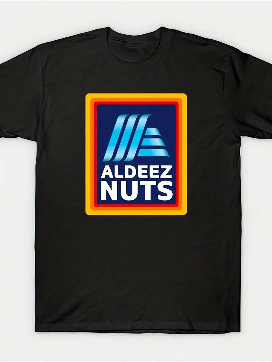 Aldeez Nuts Hip Hop Graphic Tee - Men'S Cotton Casual Short Sve T-Shirt, Breathable & Hine Washable100 Percent Cotton Manfinity Men Mens Clothes 220g Heavy-Duty Pure Cotton T-Shirt, Fashionable And Comfortable Wo's Cotton T-Shirt - 黑色8 - 查看 1