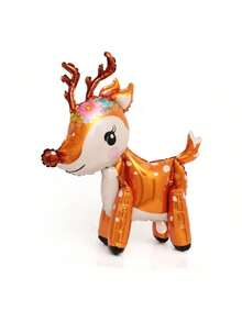 2 Peças Balões de Alumínio em Forma de Rena Estéreo 4D, Decoração de Natal