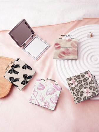 Foldable Double-Sided Makeup Mirror, Portable Compact Mirror, Cute Mini Square Mirror For Students And Touch-Ups,Cheap,Stocking Stuffers,Makeup,Makeup Tools,Cheap Stuff,Gifts,Gifts For Women,Christmas Gifts