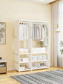 1件便携式衣柜，多功能时尚衣柜，防尘，独立展示，落地组装收纳架，储物柜，卧室客厅家居，节日礼物，圣诞礼物，儿童礼物 - 彩色 - 查看 17