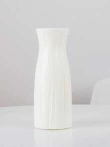 1pc White Plastic Vase, Simple Desktop Decorative Vase, Balcony Decorative Vase, Imitation Ceramic Vase, Home Decor, For Flower Arrangement, Desktop Decor Accessory, Living Room, Balcony, TV Cabinet, Dining Table Small Vase, Suitable For Fresh Flowers And Dried Flowers, Shockproof, Waterproof, Autumn Decor Room Decor Flower Vase Glass Vase