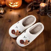 Cozy Plush Halloween Pumpkin Slippers, Non-Slip Fluffy Design - Linda combinación - Ver 5