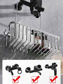 悬挂式淋浴架收纳架 - 无需钻孔淋浴收纳架，带挂钩，防锈防水铝合金浴室架 - 彩色 - 查看 7