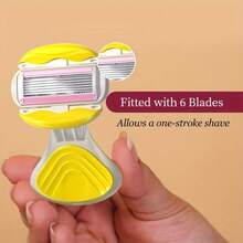 Lâmina Avançada de 6 Lâminas para Mulheres, Cabeça Substituível, Barbeador Portátil para Senhoras, Barbeador Hidratante, Epilador, Epilador Específico para Mulheres, Cabo Antiderrapante, Lâminas Substituíveis, Com Tira Lubrificante Hidratante, Sem Necessidade de Creme de Barbear