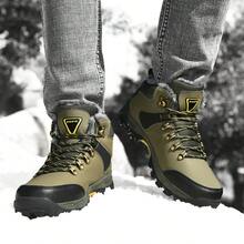 Botas masculinas para esportes ao ar livre, botas masculinas para caminhadas, botas masculinas de cano alto para outono/inverno, botas de neve resistentes à água com cabedal em PU, botas de trekking, botas para caminhadas, camping, caça e trilhas, botas/sapatos de inverno masculinos, botas duráveis, botas esportivas de tamanho grande com cadarço, botas de trabalho, adequadas para atividades ao ar livre no outono/inverno. - Verde de Exercício - Ver 4