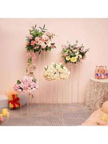 1pc Acrylic Flower Stand, Clear Column Vase Holder - Geometric Centerpiece Decor For Wedding, Tabletop Flower Rack, Outdoor Decoration, Home Gathering, Wedding Party, Silk Flower Wedding Stage Decor, Home Floral Display