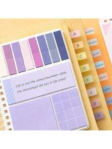 280-Page Multifunctional Notebook, Includes 40 Sticky Notes, 160 Index Tabs, 20 Expandable Tabs, 60 Lined Pages, Sticky Soft Ring Index Tabs, Suitable For Students, Essential Back-To-School Study Supplies