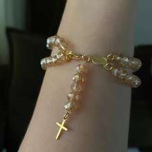 Double Plated Rosary Bracelet - 香檳色 - 查看 2