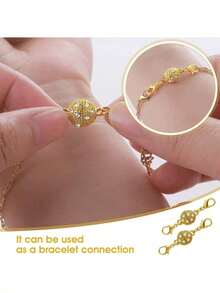 2件套珠宝制作扣环和挂钩。白色K色球形合金磁力扣，可用于制作手链、项链等装饰链环。磁力项链扣，项链，钥匙扣配件，珠宝制作用品，手链制作套件，包饰，磁力项链扣， - 彩色 - 查看 5