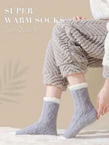 6 Pairs Of Fuzzy Socks Soft Cozy Fluffy Slipper Winter Warm Plush Socks Christmas Stocking Stuffers Gifts For Women Autumn - Multicolor - View 4