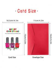 Tarjeta de Navidad divertida con esmalte de uñas y sobre - "Feliz Navidad" Saludo humorístico para mujeres, diseño de papel hecho a mano con botellas de esmalte de uñas festivas, perfecto para esposa, mamá, hija, tía, hermana, ocasiones especiales, ideal para Navidad