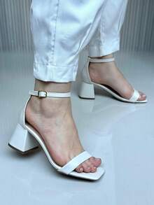 GISELE CLASSIC SANDAL WITH 6CM HEEL - Blanco - Ver 4
