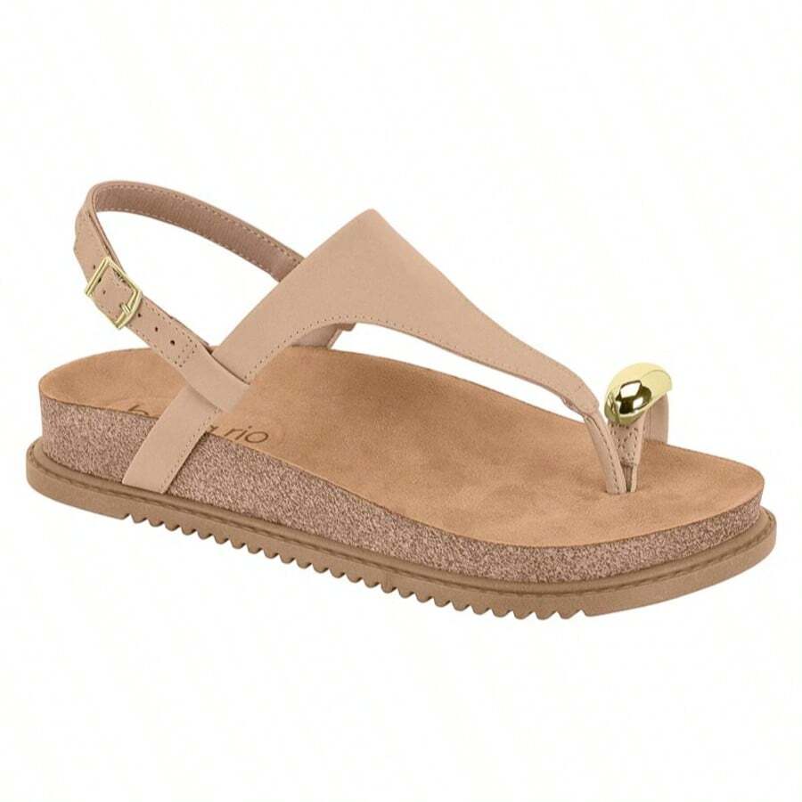 Beira Rio Women's Suede Toe Flatform Sandal, Low Platform, Comfortable, Original - Beige - View 1