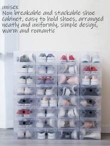 12 件全透明可折叠防尘鞋盒，节省空间的鞋子收纳盒 - 無色 - 查看 5