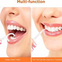 1 Piece Orange Portable Floss Dispenser, Floss Picks With 2025 Designed Bracket, Automatic Floss Organizer, Oral Care Press-Type Disposable Floss Sticks (Including 10 Pieces Of Floss), Suitable For Travel, Business Trips And Daily Use - 橘色 - 查看 6