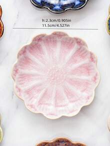 1pc 4.45-Inch Ceramic Flower Petal Jewelry Tray Holder, Storage Dish For Necklaces, Nordic Creative Reactive Glaze Japanese Style High-End Elegant Gradient Lotus Flower Shaped Flat Dish, Suitable For Hotels, Jewelry Stores, Restaurants, Offices, Exhibitions, Kitchens, Living Rooms, Bathrooms, Home Decor, Jewelry, Hair Accessories, Daily Items, Fragrance, Back To School.