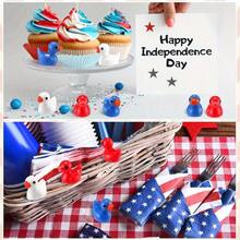 60 Pieces Mini Duck, Independence Day Duck Statue, Patriotic Duckling Statue Wholesale, Memorial Day Decoration Miniature Resin Duck Christmas Miniature Garden Landscape, Statue Ornament, Christmas, Halloween Gifts - 隨機60件 - 查看 5
