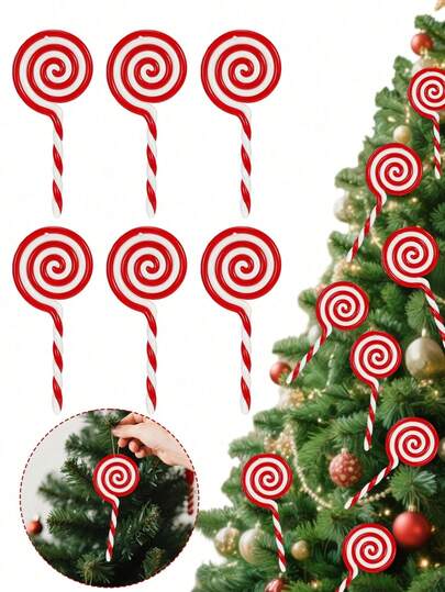 6 件圣诞糖果挂饰、圣诞棒棒糖装饰、圣诞树装饰道具、棒棒糖创意红白糖果挂饰、场景 DIY 装饰、圣诞树和壁炉挂饰、家居装饰、圣诞装饰、家庭派对装饰、可爱糖果签装饰圣诞树顶家居节日派对圣诞树装饰圣诞装饰室内室外家居装饰房间装饰