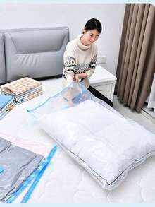 20个/1个真空压缩袋，可折叠真空收纳袋，旅行压缩袋，适用于衣物、行李打包、宿舍收纳、旅行139号服装袋，防水收纳袋，衣物整理袋，衣物收纳袋，衣物打包袋，旅行必备，旅行收纳袋 - 白色 - 查看 8