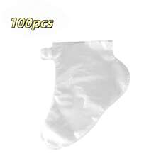 50/100 pezzi Manicotti monouso per piedi, Calze per cura dei piedi idratanti anti-screpolature, Maschere per le mani in plastica trasparente, Bagno per i piedi, Copriscarpe, Calze per spa per i piedi impermeabili