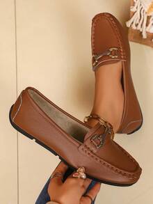 女士平底鞋，2025新款套脚休闲鞋，流苏百搭软底莫卡辛鞋，优雅时尚，轻便舒适平底鞋 - 棕色 - 查看 7