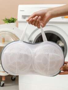 2 piezas Bolsas de lavado de sujetador para ropa delicada en lavadora doméstica - Bolsas de malla premium para lavar sujetadores que protegen de deformación, enganches y enredos, diseño suave, transpirable y que preserva el color; ideal para ropa interior diaria, lencería, sujetadores deportivos; accesorio de cuidado ligero y que mantiene la forma para el guardarropa de primavera - Blanco - Ver 1