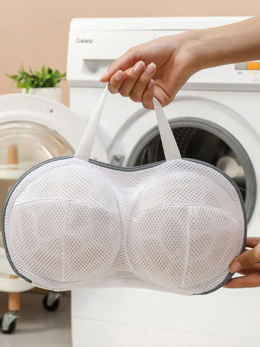 2 piezas Bolsas de lavado de sujetador para ropa delicada en lavadora doméstica - Bolsas de malla premium para lavar sujetadores que protegen de deformación, enganches y enredos, diseño suave, transpirable y que preserva el color; ideal para ropa interior diaria, lencería, sujetadores deportivos; accesorio de cuidado ligero y que mantiene la forma para el guardarropa de primavera - Blanco - Ver 1