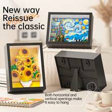 Set de blocuri de construcție din seria de rame foto cu 890+ piese, Valul Kanagawa, Noaptea înstelată de Van Gogh, Floarea-soarelui de Van Gogh, Galaxie, poate fi folosit ca decor artistic pentru birou, vitrină, mediu de birou, cadou ideal pentru Crăciun, Halloween, Ziua Recunoștinței, Anul Nou, ziua de naștere