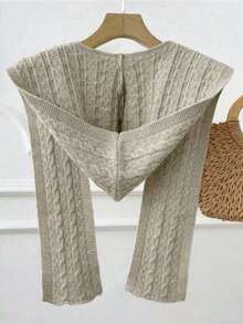1pc Hooded Scarf Shawl, Knitted Faux Cashmere Multifunctional Poncho, Korean Style